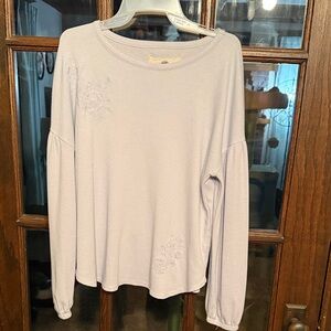 Cupio Light Blue Embroidered Long Sleeve Top